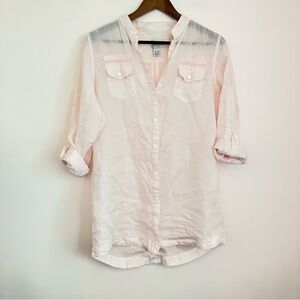 Chico’s Button Front Semi Sheer Tunic